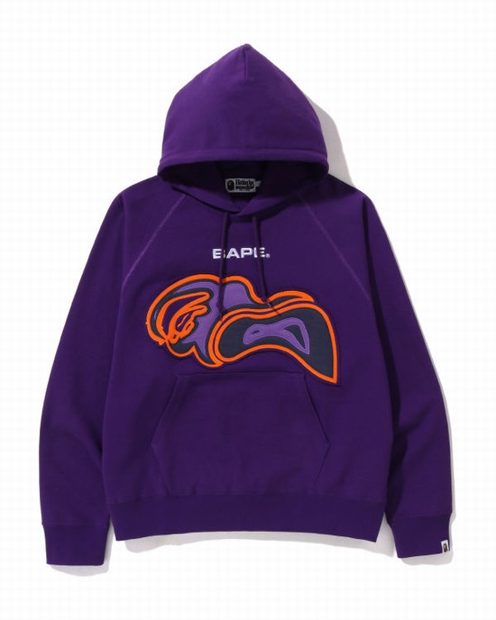 Purple Bape Cutting ABC Camo Thermography Relaxed Fit Pullover Men's Hoodie | ZA-10754