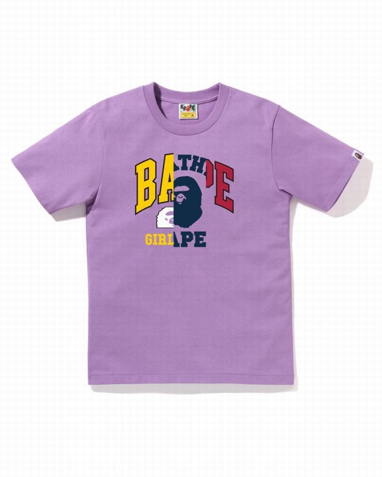 Purple Bape Docking Graphic Women's T Shirts | ZA-70186