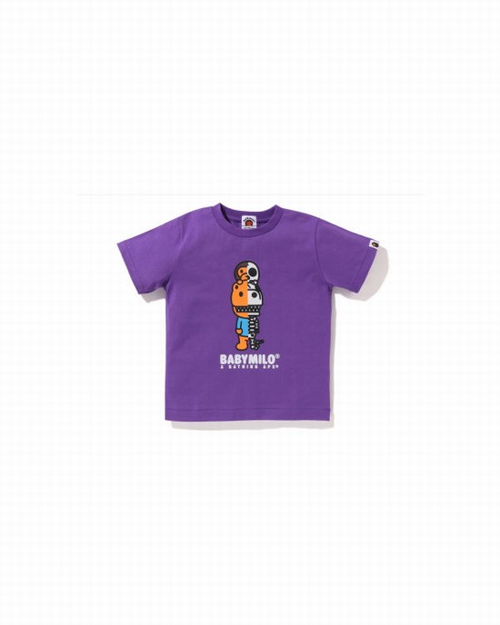 Purple Bape Glow In The Dark Rex Bone Kids' T Shirts | ZA-06874