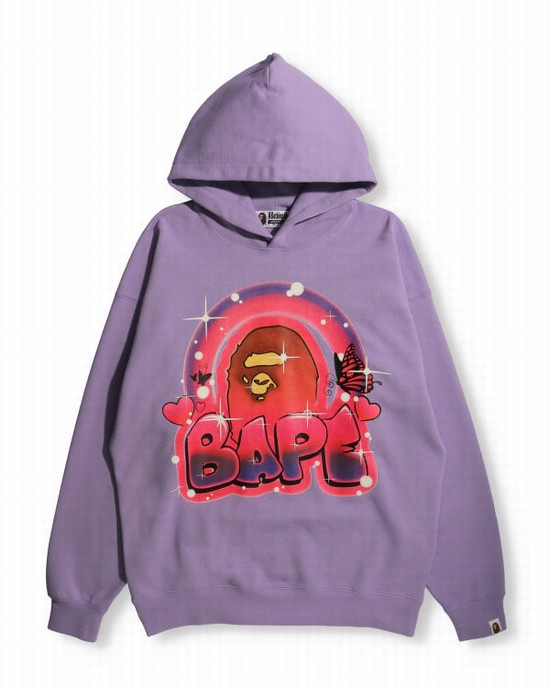 Purple Bape Graffiti Oversized Pullover Women's Hoodie | ZA-96021