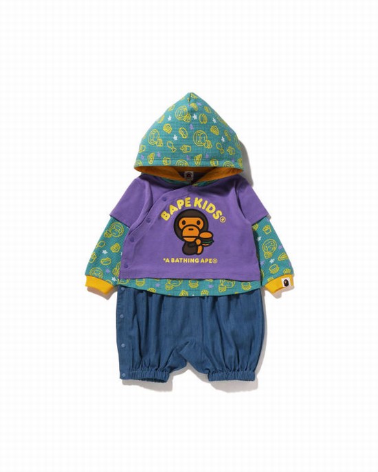 Purple Bape Milo Junk Food Layered Romper Kids' Bodysuit | ZA-03697