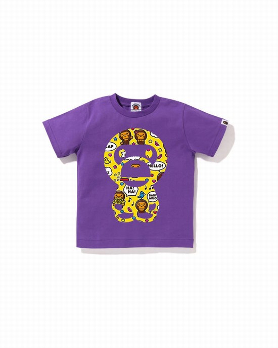 Purple Bape Milo Speech Balloon Big Milo Kids' T Shirts | ZA-39804