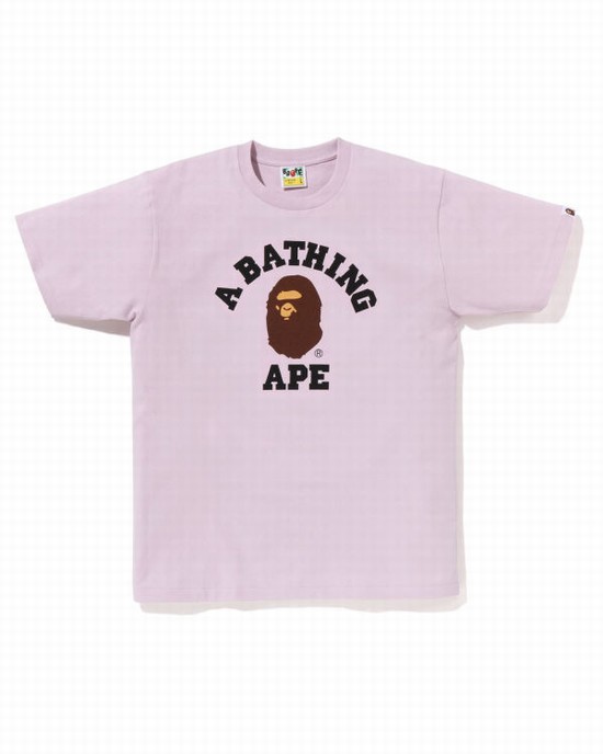 Purple Bape Pigment College Men's T Shirts | ZA-10637