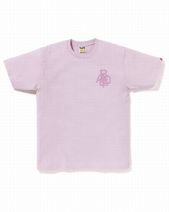 Purple Bape Pigment Logo Men's T Shirts | ZA-62409