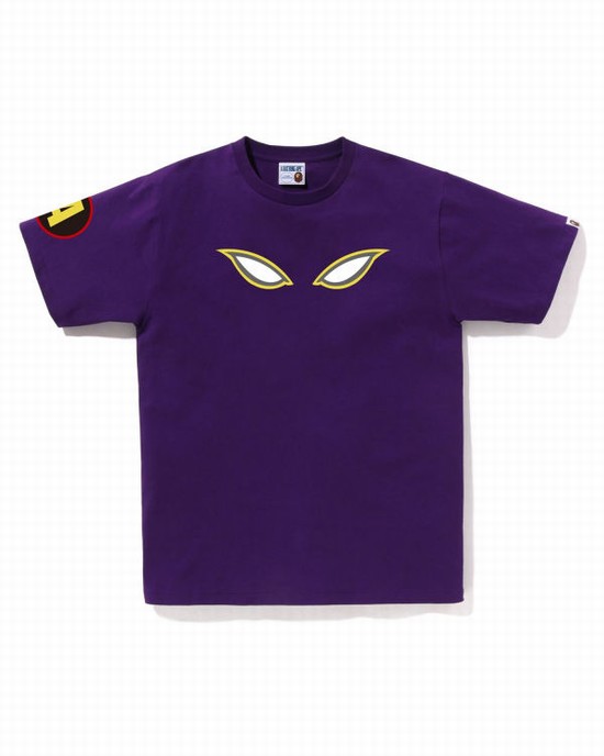 Purple Bape Shadow Men's T Shirts | ZA-52301