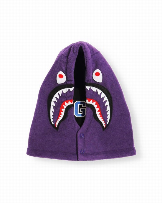 Purple Bape Shark Kids' Neck Warmer | ZA-36182