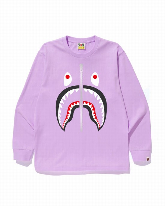 Purple Bape Shark Men's T Shirts | ZA-86053