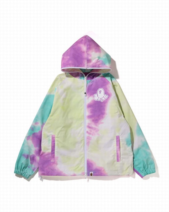 Purple / Green / Blue Bape Tie-Dye Oversized Full Zip Women's Jackets | ZA-47856