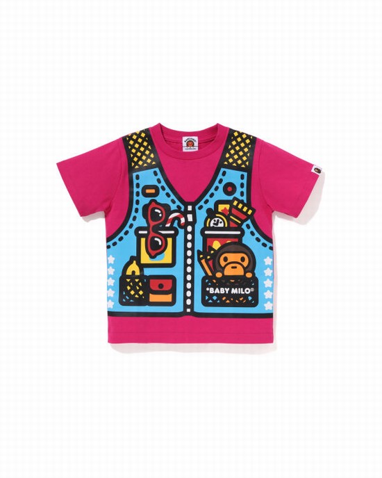 Rose Bape Milo Fishing Print Kids' T Shirts | ZA-06539