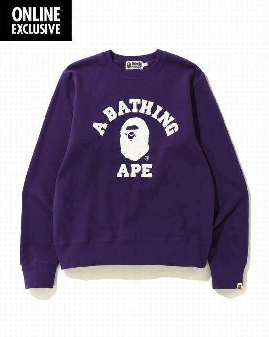 Royal / Purple Bape College Men's Sweatshirts | ZA-50821