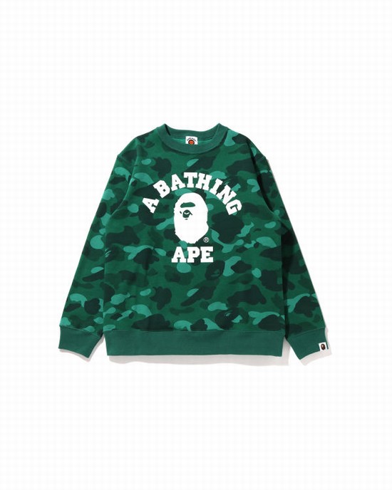 Turquoise Bape Color Camo College Crewneck JR Kids' Sweatshirts | ZA-69538