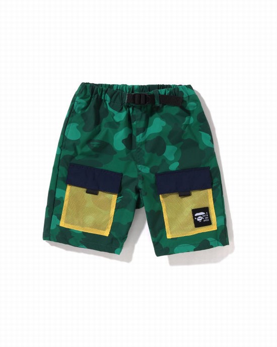 Turquoise Bape Color Camo Mesh Pocket Kids' Shorts | ZA-91465