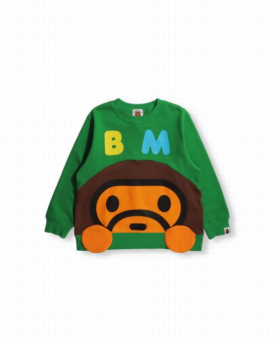 Turquoise Bape Milo crew neck Kids' Sweatshirts | ZA-98741