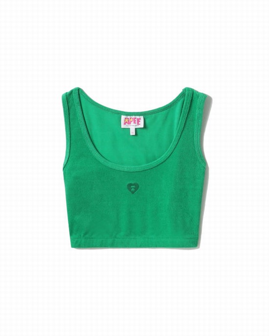 Turquoise Bape Towelling crop Women's Vest | ZA-51706