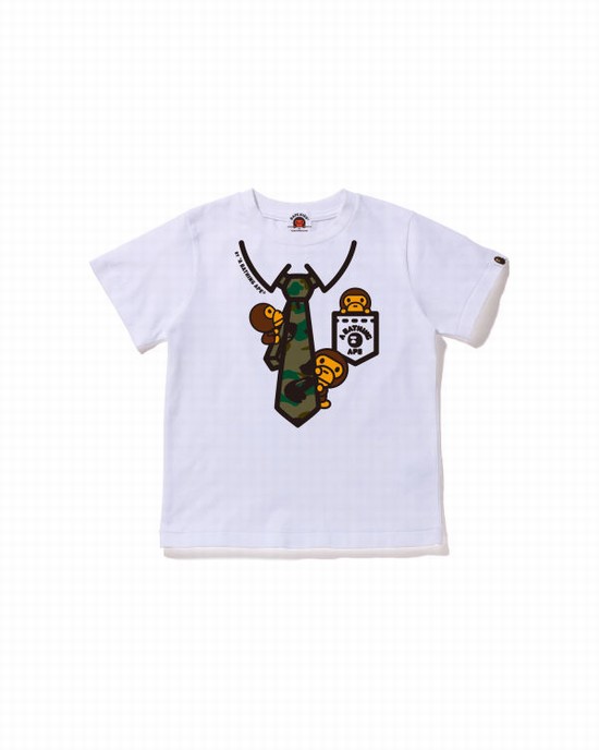 White Bape 1st Camo Milo Neck Print Kids' T Shirts | ZA-95176