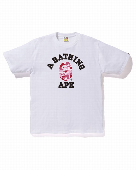 White Bape ABC Camo College Men's T Shirts | ZA-03192