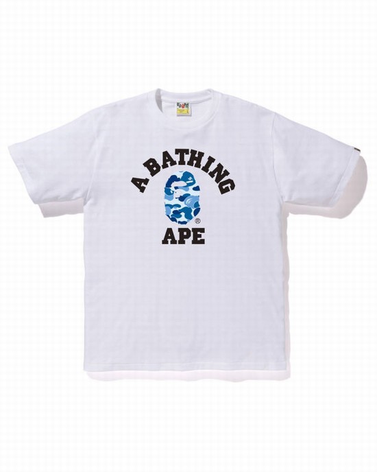 White Bape ABC Camo College Men's T Shirts | ZA-06912