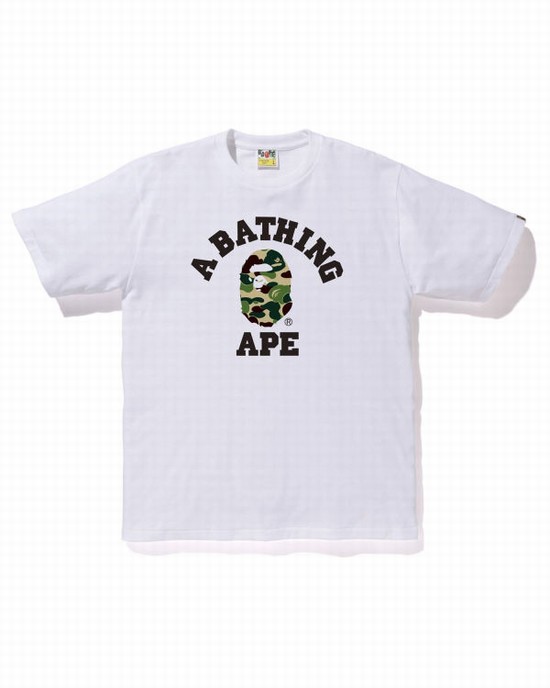 White Bape ABC Camo College Men's T Shirts | ZA-39740