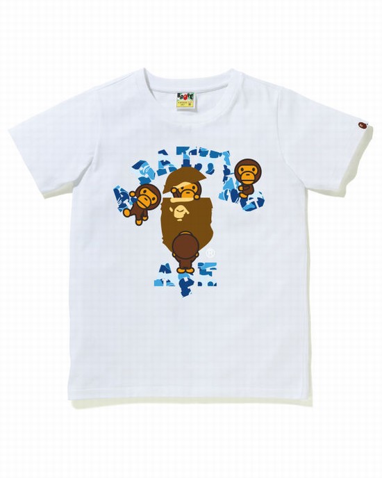 White Bape ABC Camo College Milo Women's T Shirts | ZA-84751