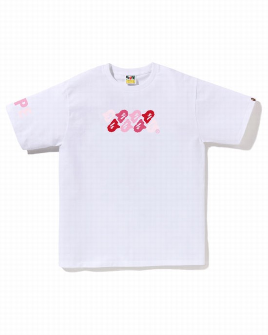 White Bape ABC Camo Men's T Shirts | ZA-21395