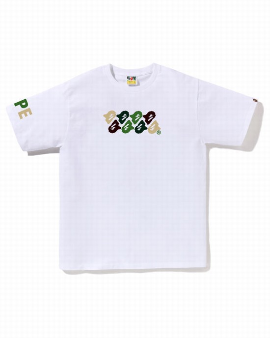 White Bape ABC Camo Men's T Shirts | ZA-30714