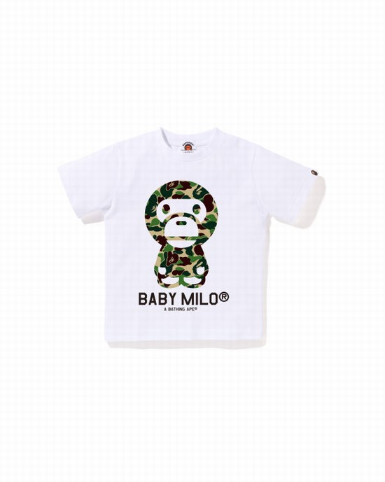 White Bape ABC Camo Milo Kids' T Shirts | ZA-24580