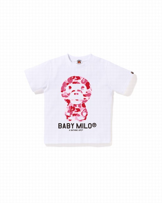 White Bape ABC Camo Milo Kids' T Shirts | ZA-95438