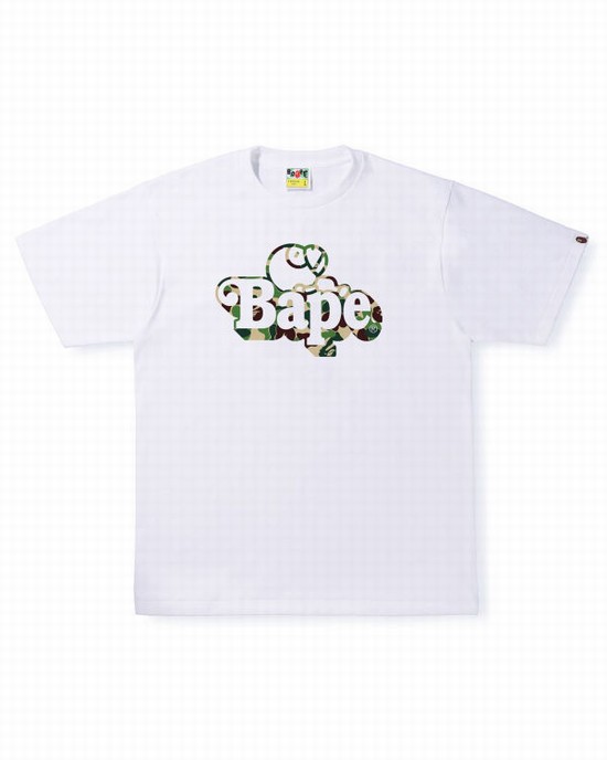 White Bape ABC Camo Milo On Men's T Shirts | ZA-61024