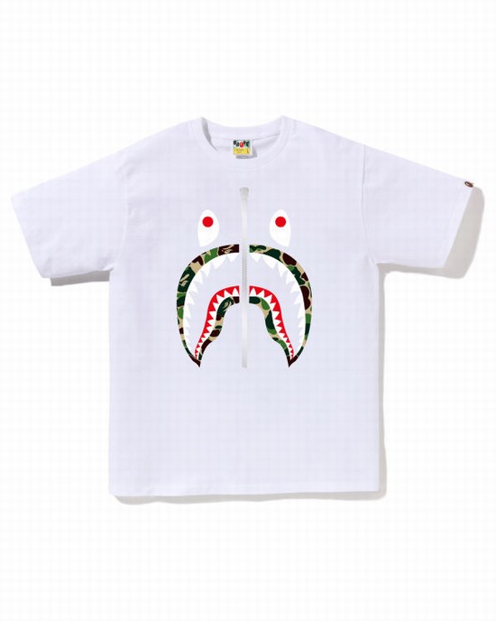 White Bape ABC Camo Shark Men's T Shirts | ZA-72354