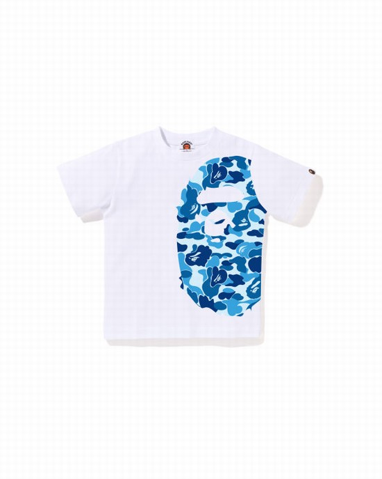 White Bape ABC Camo Side Big Ape Head Kids' T Shirts | ZA-13749