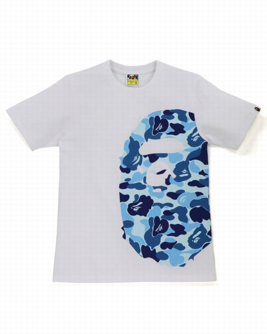 White Bape ABC Camo Side Big Ape Head Women's T Shirts | ZA-32671