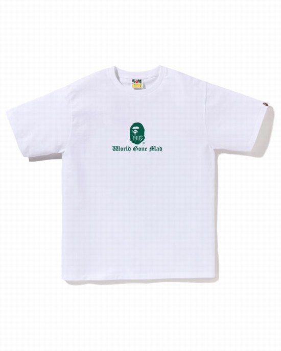 White Bape A Bathing Ape Logo Men's T Shirts | ZA-53624