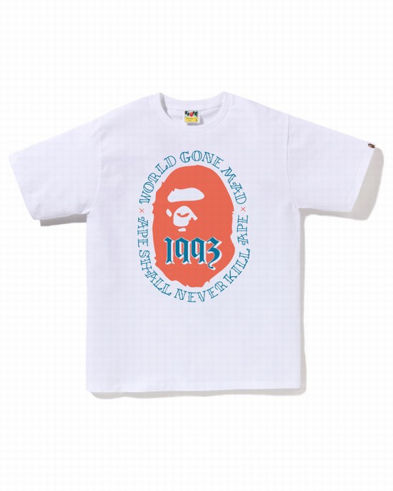 White Bape Ape Head 1993 Men's T Shirts | ZA-06781