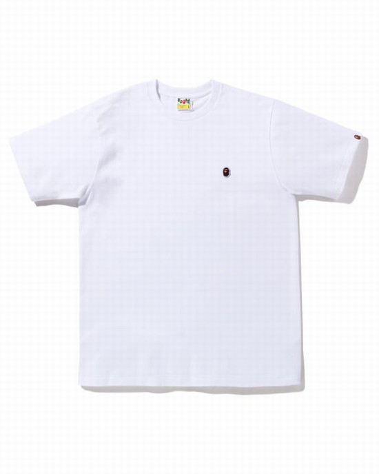 White Bape Ape Head One Point Men's T Shirts | ZA-25974