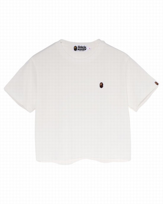 White Bape Ape Head One Point Mini Women's T Shirts | ZA-90647