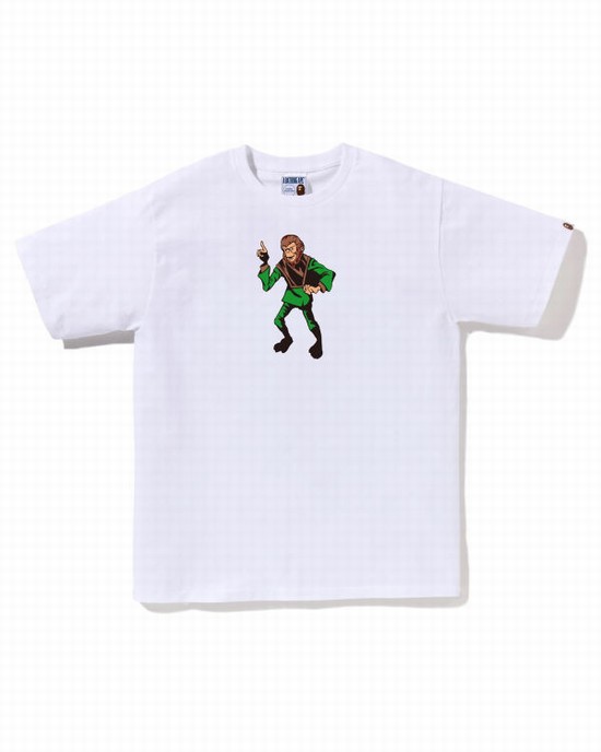 White Bape Ape Men's T Shirts | ZA-40386