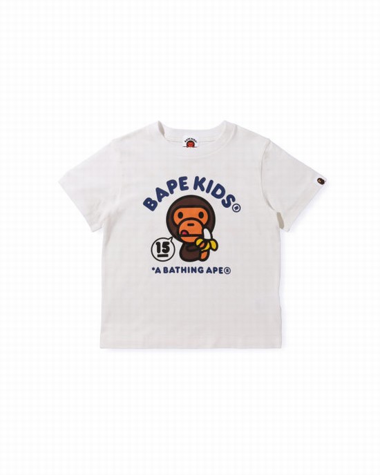 White Bape BK15TH Anniversay Milo Kids' T Shirts | ZA-16593