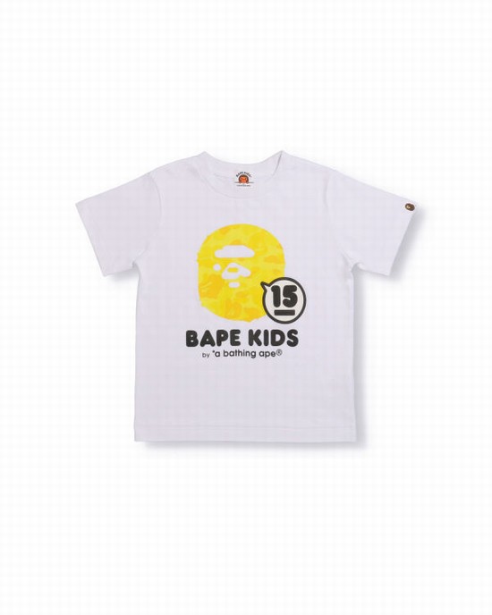 White Bape BK15th Anniversary ABC Camo Ape Head Kids' T Shirts | ZA-94817