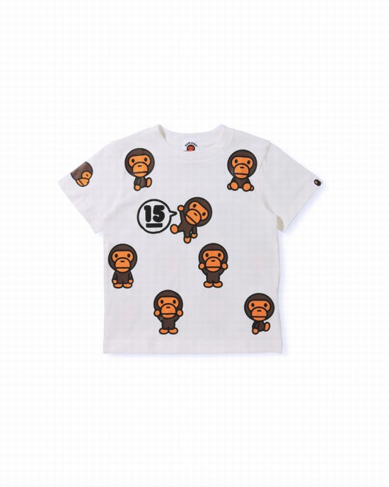 White Bape BK15th Anniversary All Milo Kids' T Shirts | ZA-52146