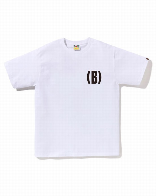 White Bape B One Point Men's T Shirts | ZA-89307