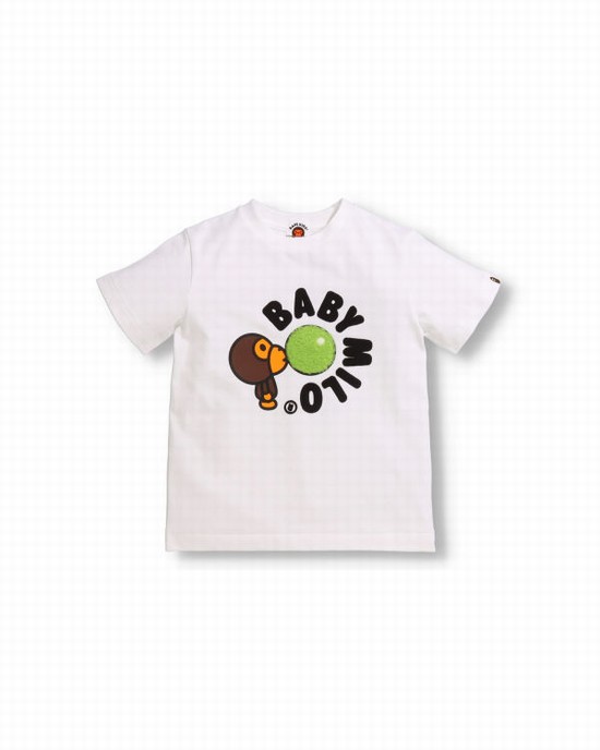 White Bape Boa Fleece Milo Gum Kids' T Shirts | ZA-25074