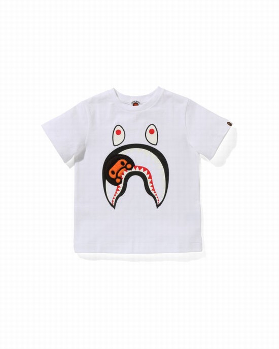 White Bape Boa Fleece Milo Shark Kids' T Shirts | ZA-24510