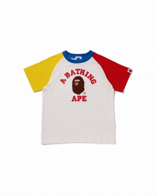 White Bape College Raglan Kids' T Shirts | ZA-01732