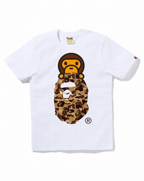 White Bape Cookie Camo 2 Milo On Ape Head Women's T Shirts | ZA-35049