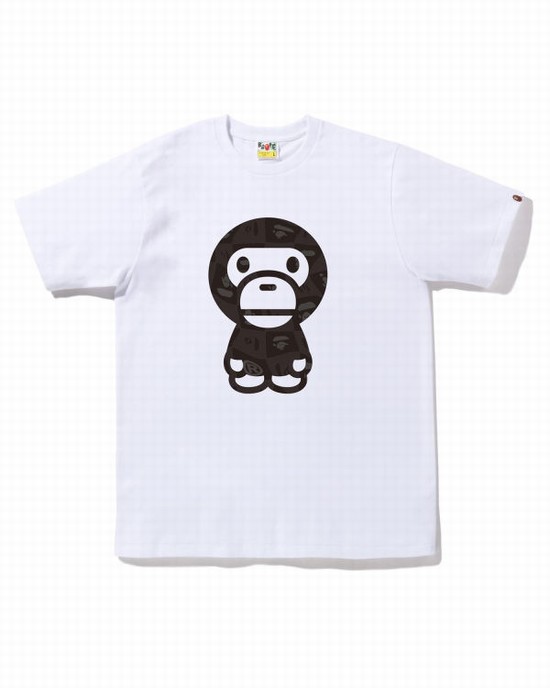 White Bape Distortion Big Milo Men's T Shirts | ZA-89104