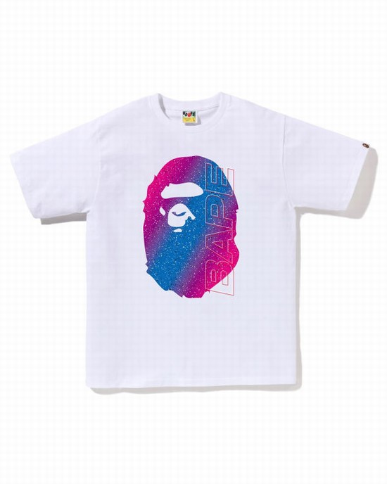 White Bape Electro Neon Men's T Shirts | ZA-78649