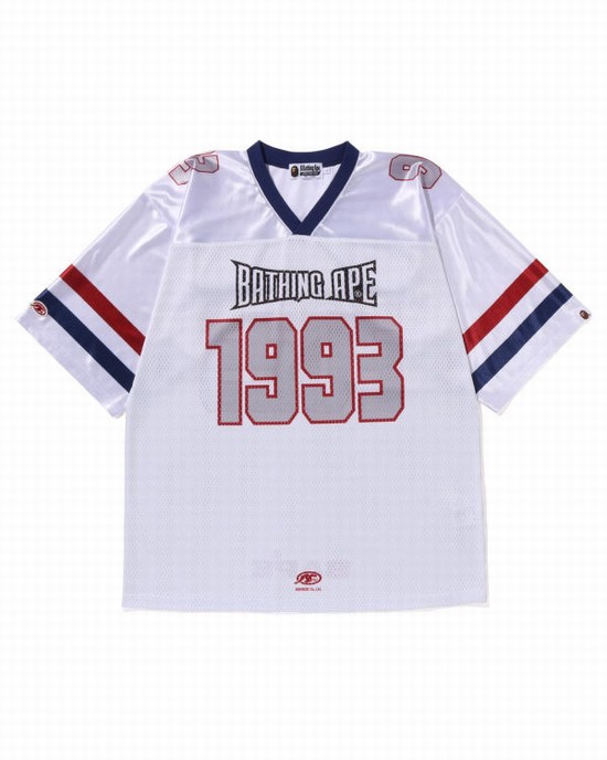 White Bape Football Jersey Men's T Shirts | ZA-85920