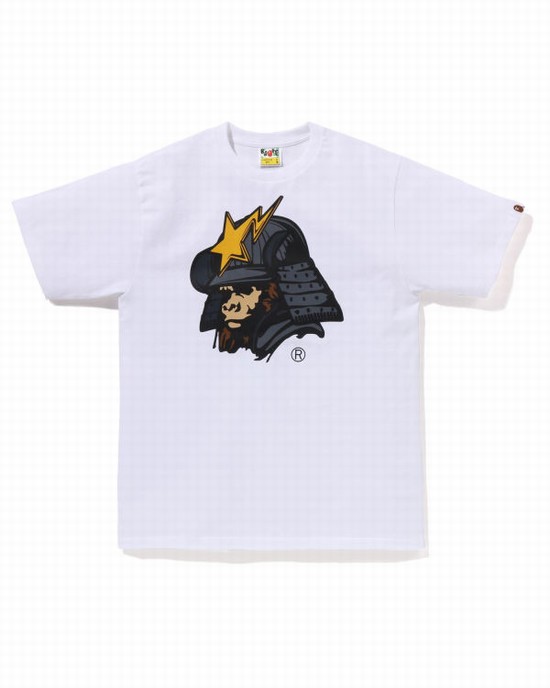 White Bape General Kabuto Men's T Shirts | ZA-29157