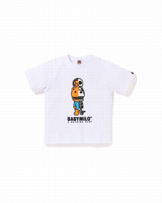 White Bape Glow In The Dark Rex Bone Kids' T Shirts | ZA-57901