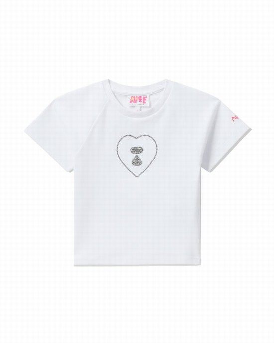 White Bape Graphic crop #2 Women's T Shirts | ZA-34065